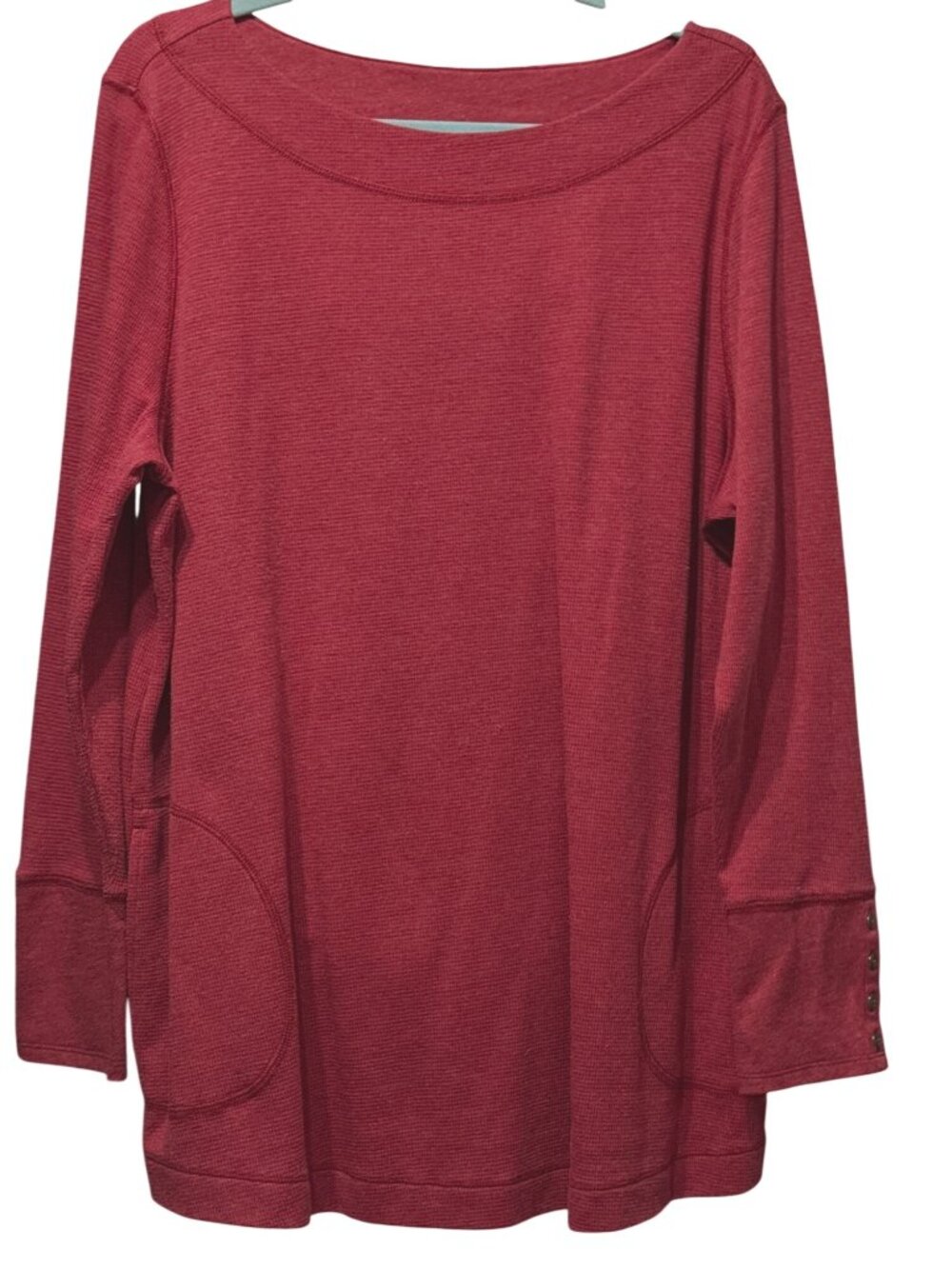 J. Jill Brick Red Long Sleeve Waffle Knit Tunic XL Cotton Blend Casual Top